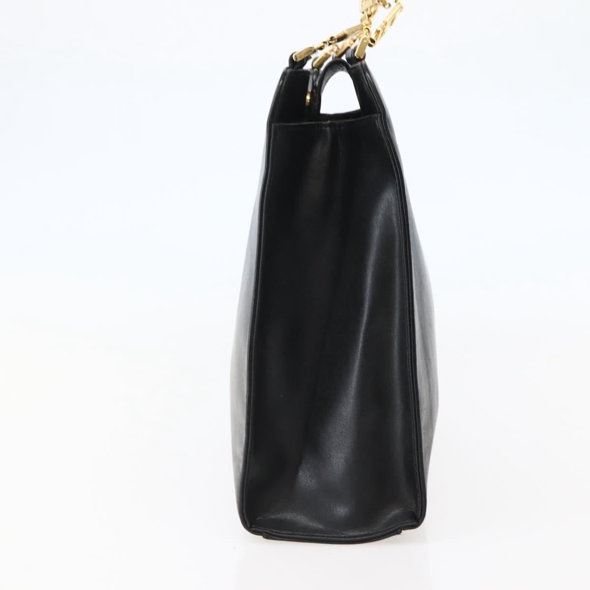 Gianni Versace Gianni Versace Chain Tote Bag Leather Black Gold Authentic bs29493