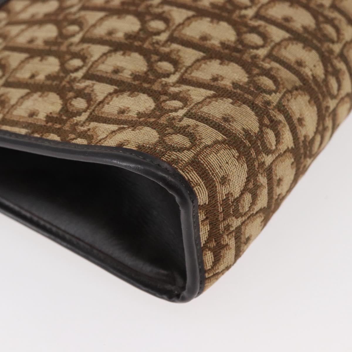 Dior Christian Dior Trotter Canvas Shoulder Bag Brown Gold Authentic 178153