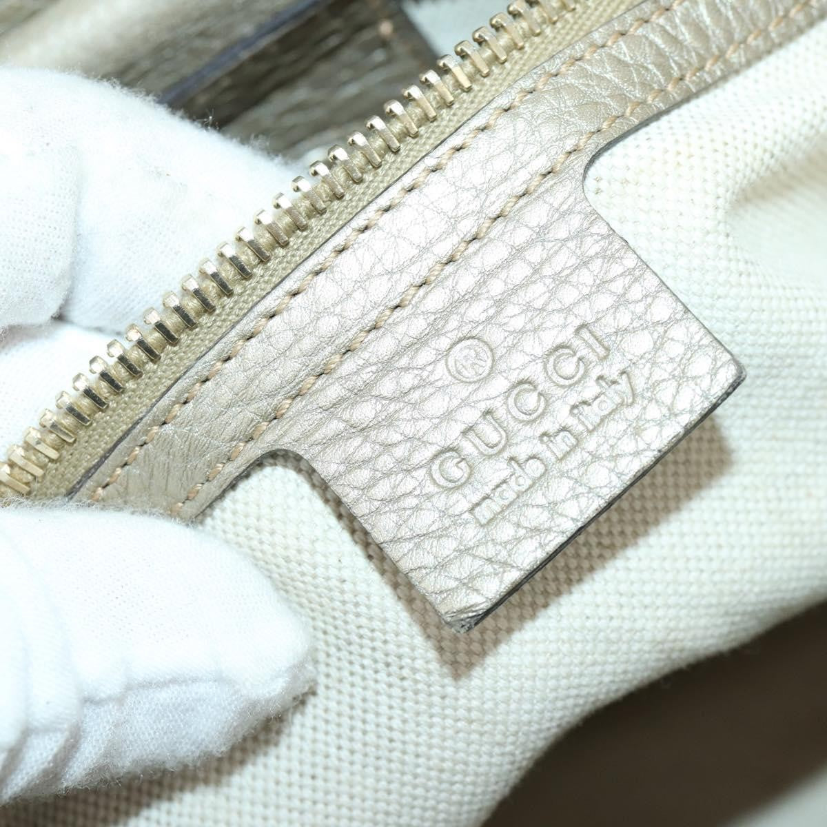 Gucci GUCCI Bamboo Hand Bag Leather 2way Beige Gold 323660 Authentic ka1163