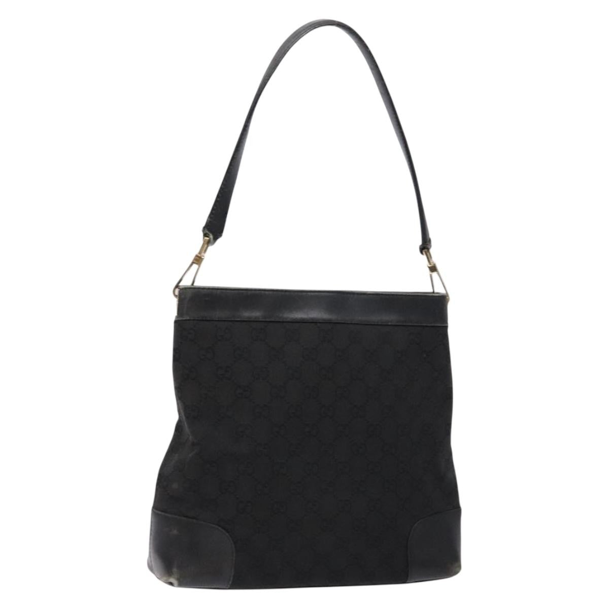 Gucci GUCCI GG Canvas Shoulder Bag Black Gold 33900 Authentic 139189A