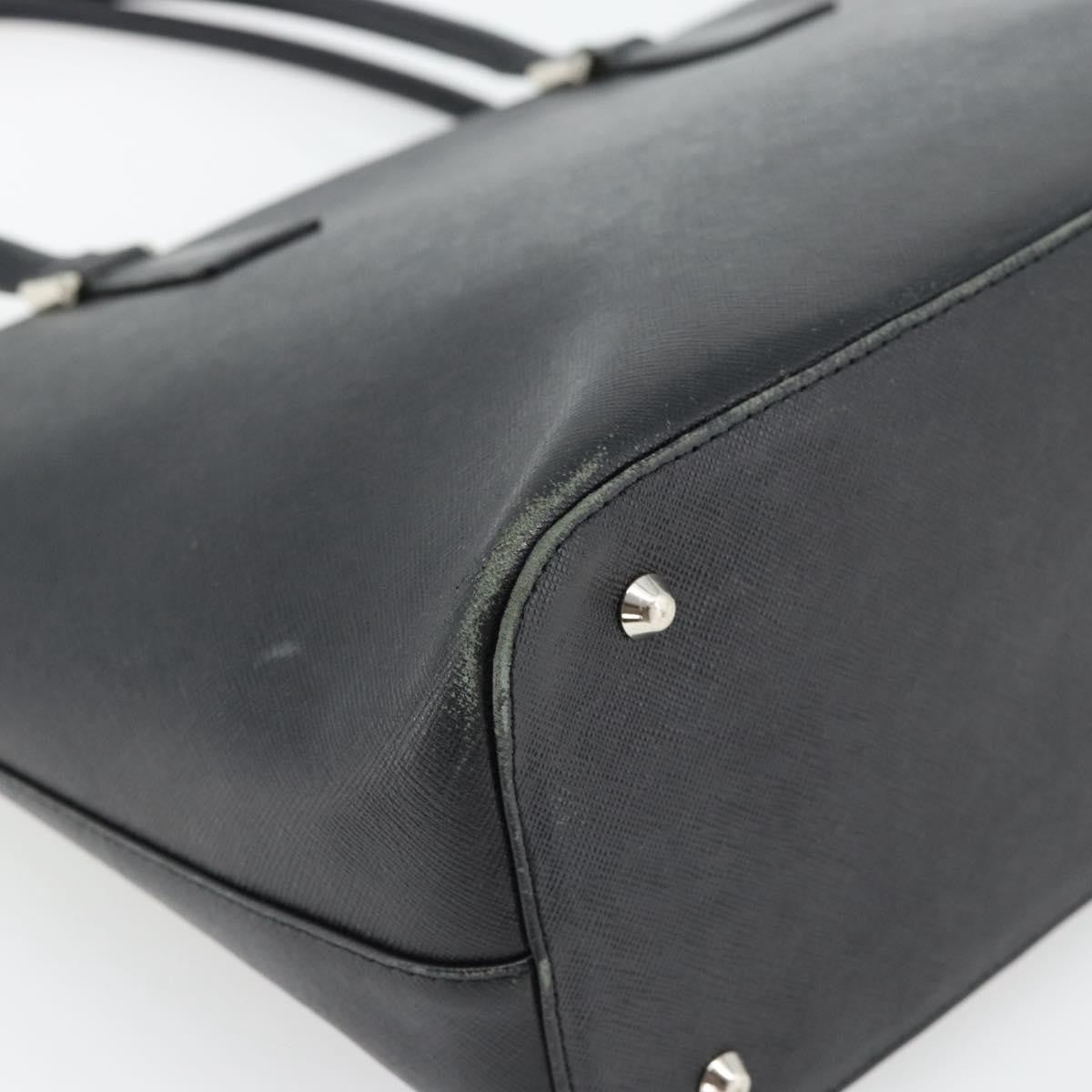 Burberry BURBERRY Tote Bag Leather Black Silver Authentic 182424