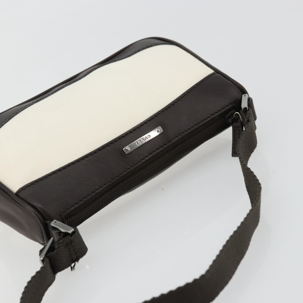 Gucci GUCCI Hand Pouch Bag Canvas Leather Brown White 92821 Authentic 177484A