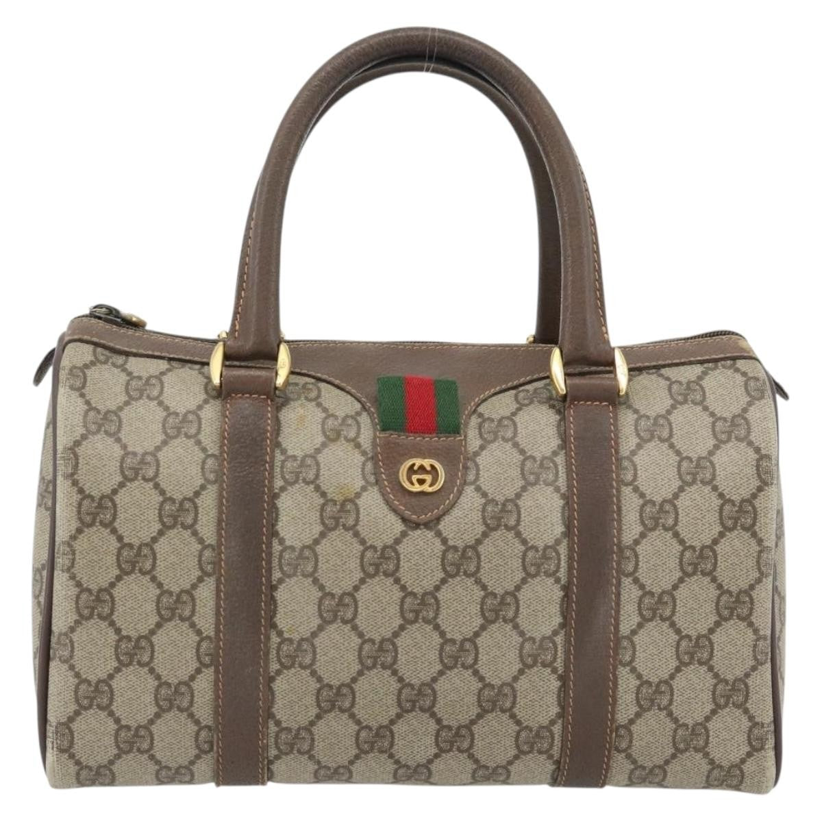 Gucci GUCCI GG Supreme Web Sherry Line Bag PVC Beige Gold 40 02 006 Authentic BA12926