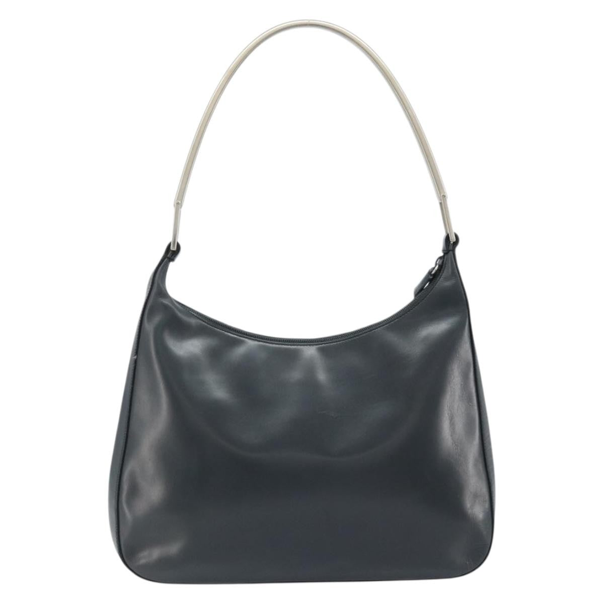 Prada PRADA Shoulder Bag Leather Gray Silver tone Authentic 174484