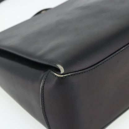 Gucci GUCCI Hand Bag Leather Black Gold Authentic ka4348