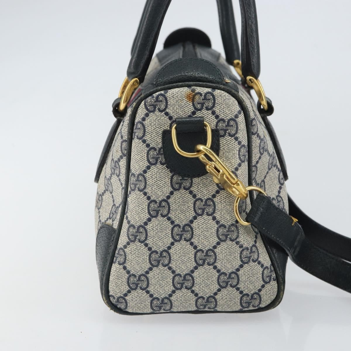Gucci GUCCI GG Supreme Sherry Line Bag PVC 2way Navy Red gold 002 39 0069 Authentic ep12291