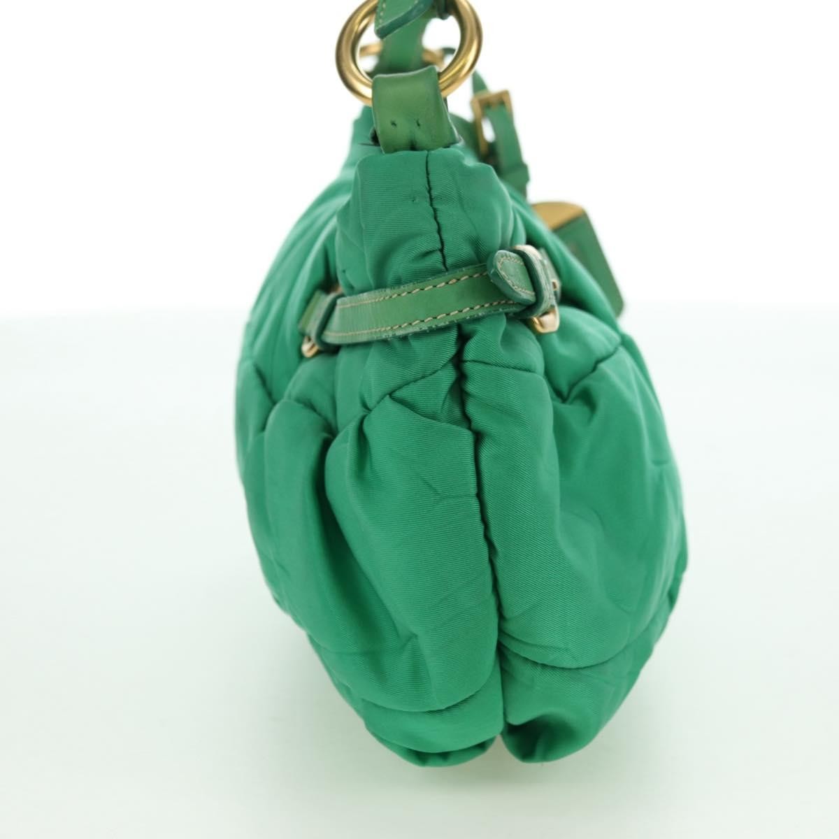Prada PRADA Shoulder Bag Nylon Green Gold Authentic 156456