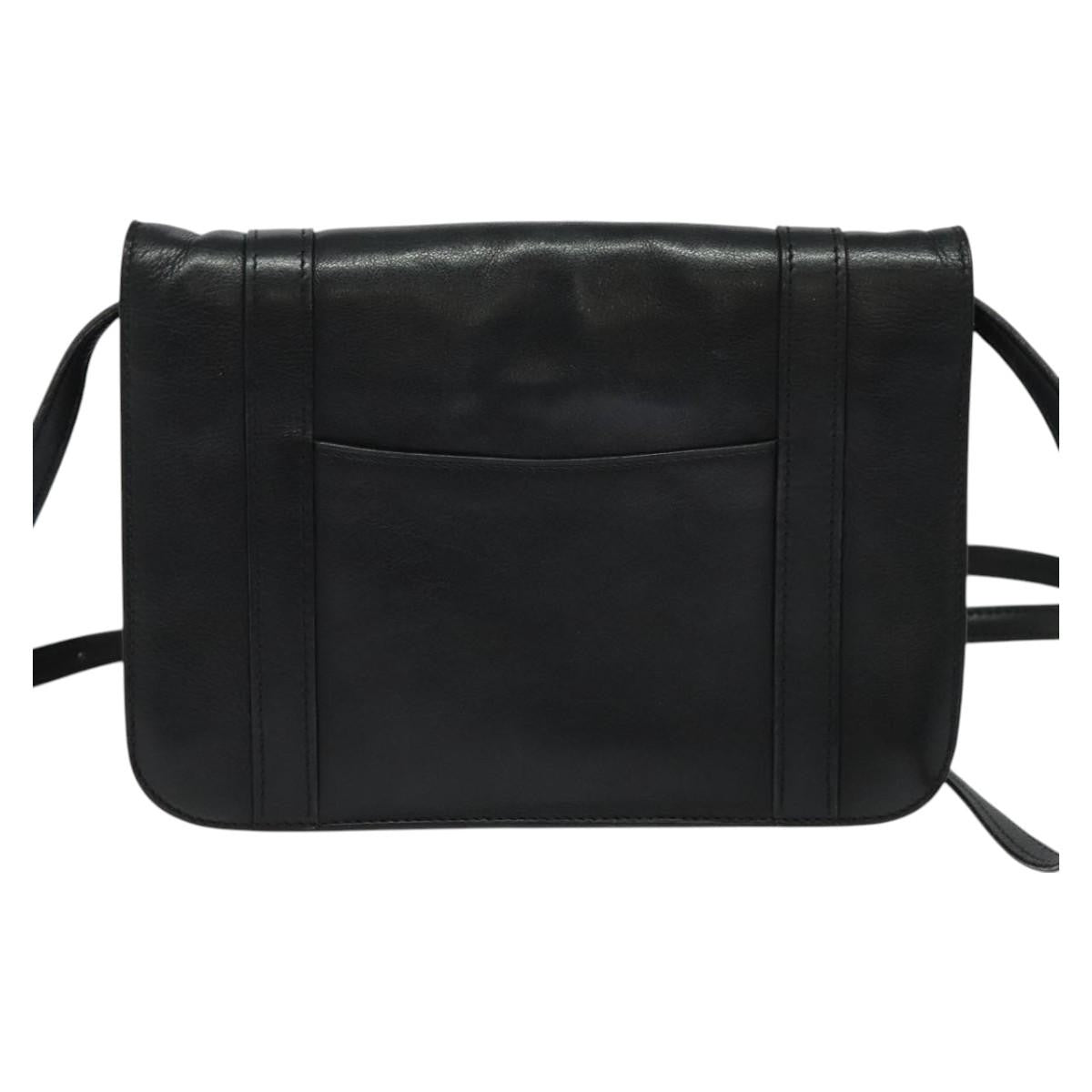 Celine CELINE Shoulder Bag Leather Black Gold Authentic 126895
