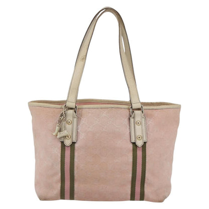 Gucci GUCCI GG Canvas Sherry Line Tote Bag Pink Gold 137396 Authentic 144533