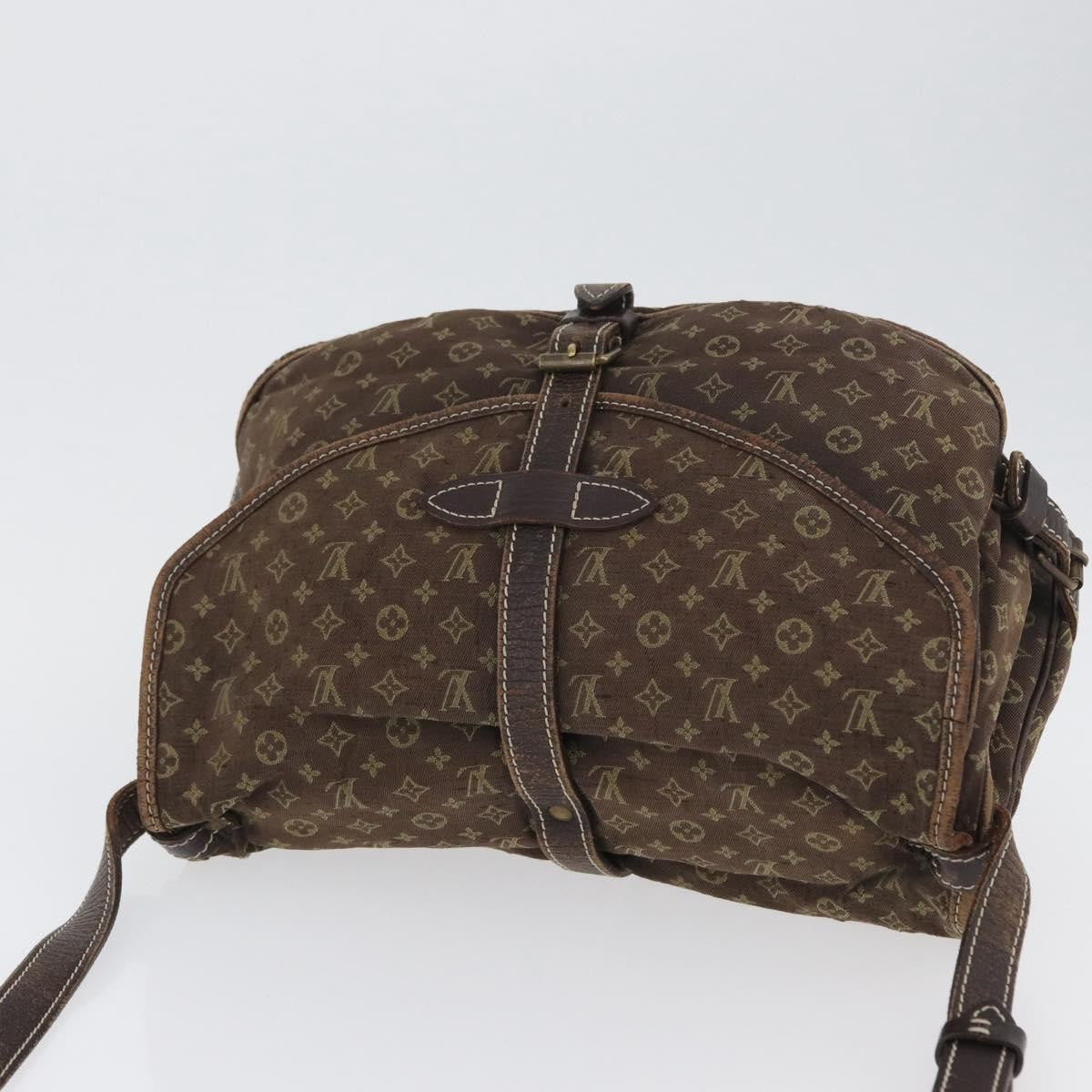 Louis Vuitton LOUIS VUITTON Monogram Mini Lin SaumurPM Shoulder Bag Brown M95227 Authentic BSZ306