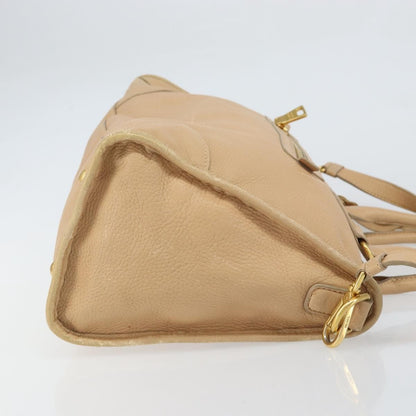 Prada PRADA Hand Bag Leather 2way Beige Gold Authentic ka1190