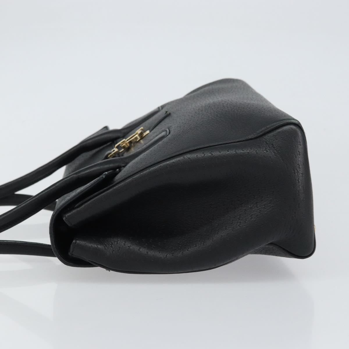 Salvatore Ferragamo Salvatore Ferragamo Gancini Hand Bag Leather Black Gold Authentic 157314