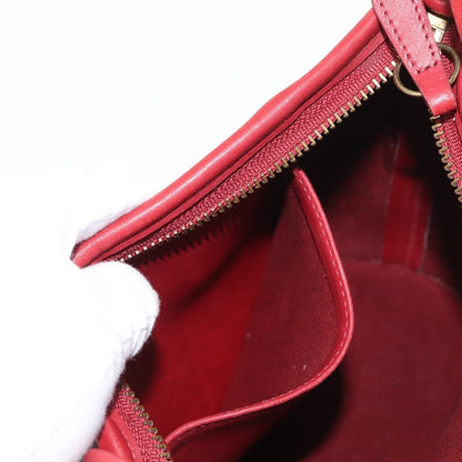 Coach Coach Shoulder Bag Leather Red Gold Authentic 162414