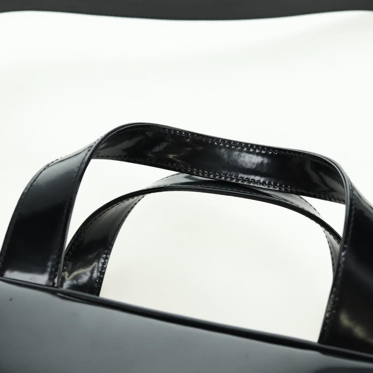 Gucci GUCCI Hand Bag Patent leather 2way Black Silver Authentic 176640