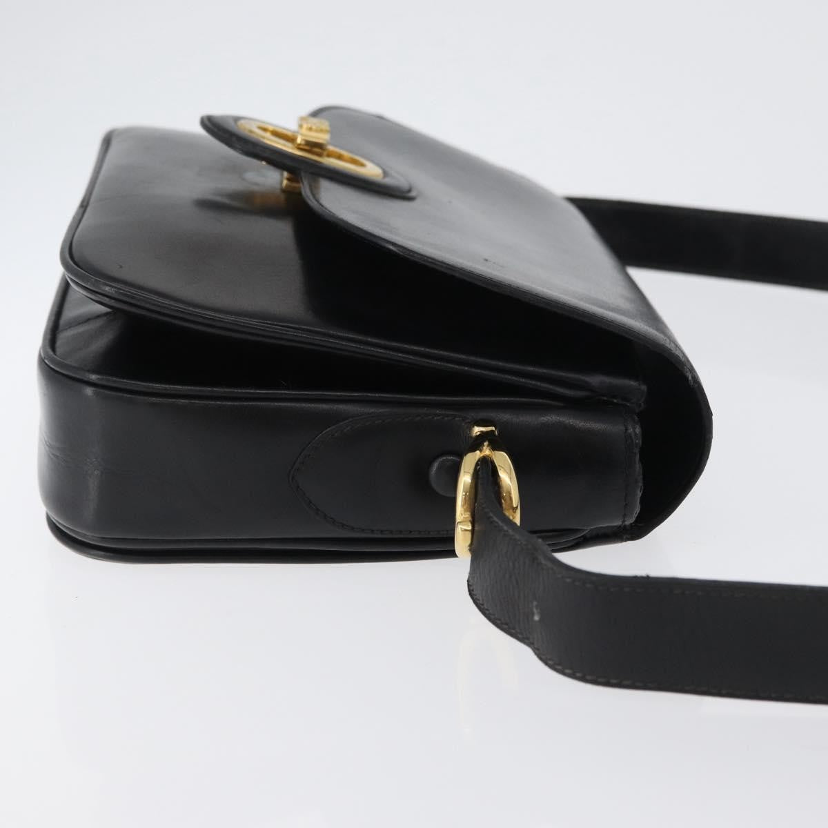 Celine CELINE Horse Carriage Shoulder Bag Leather Black Gold Authentic bs33584