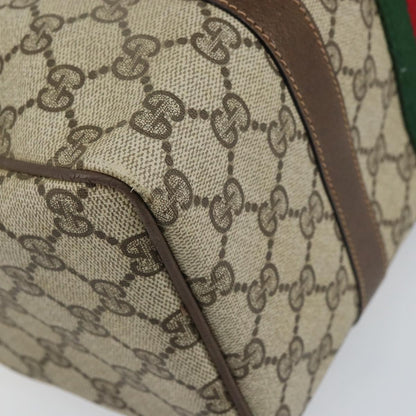 Gucci GUCCI GG Supreme Web Sherry Line Boston Bag PVC Beige Gold 010 378 Authentic 159328