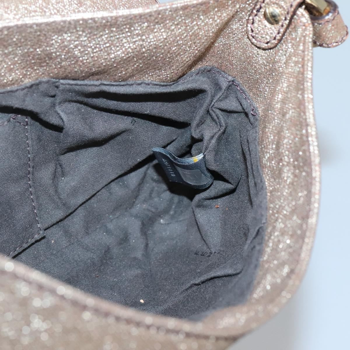Fendi FENDI Shoulder Bag Leather Gold Authentic ep10421