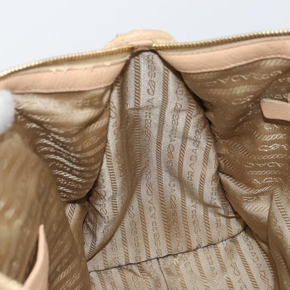 Prada PRADA Hand Bag Leather 2way Beige Gold Authentic ka1190