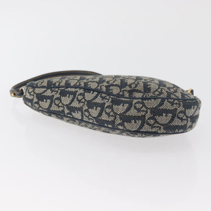 Dior Christian Dior Trotter Canvas Saddle Pouch Hand Bag Navy Gold Authentic bs35277