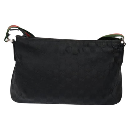 Gucci GUCCI GG Canvas Web Sherry Line Shoulder Bag Black Silver 189749 Authentic bs28637