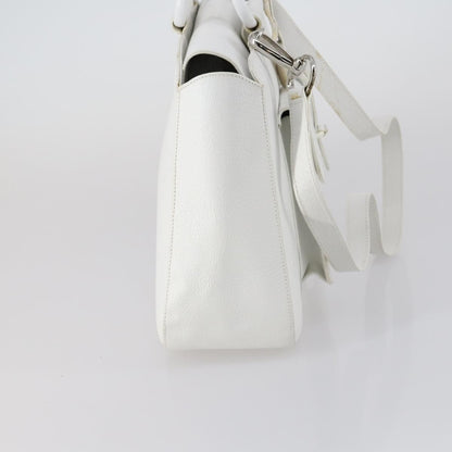 Gucci GUCCI Hand Bag Leather 2way White Silver 000 2058 0307 5 Authentic ep11566
