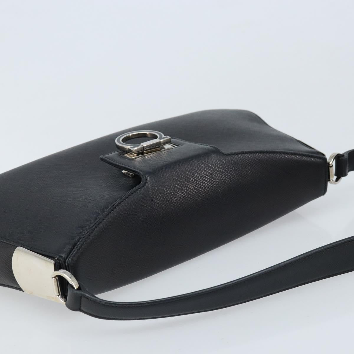 Salvatore Ferragamo Salvatore Ferragamo Gancini Shoulder Bag Leather Black Silver Authentic gh1877