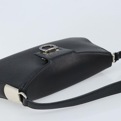 Salvatore Ferragamo Salvatore Ferragamo Gancini Shoulder Bag Leather Black Silver Authentic gh1877