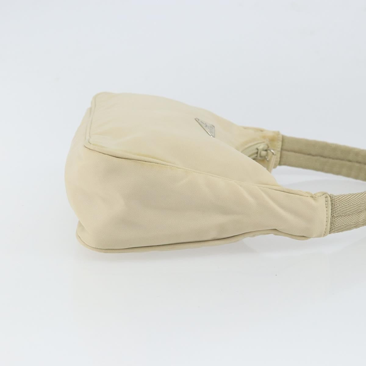 Prada PRADA Hand Bag Nylon Ivory Silver Authentic 163192