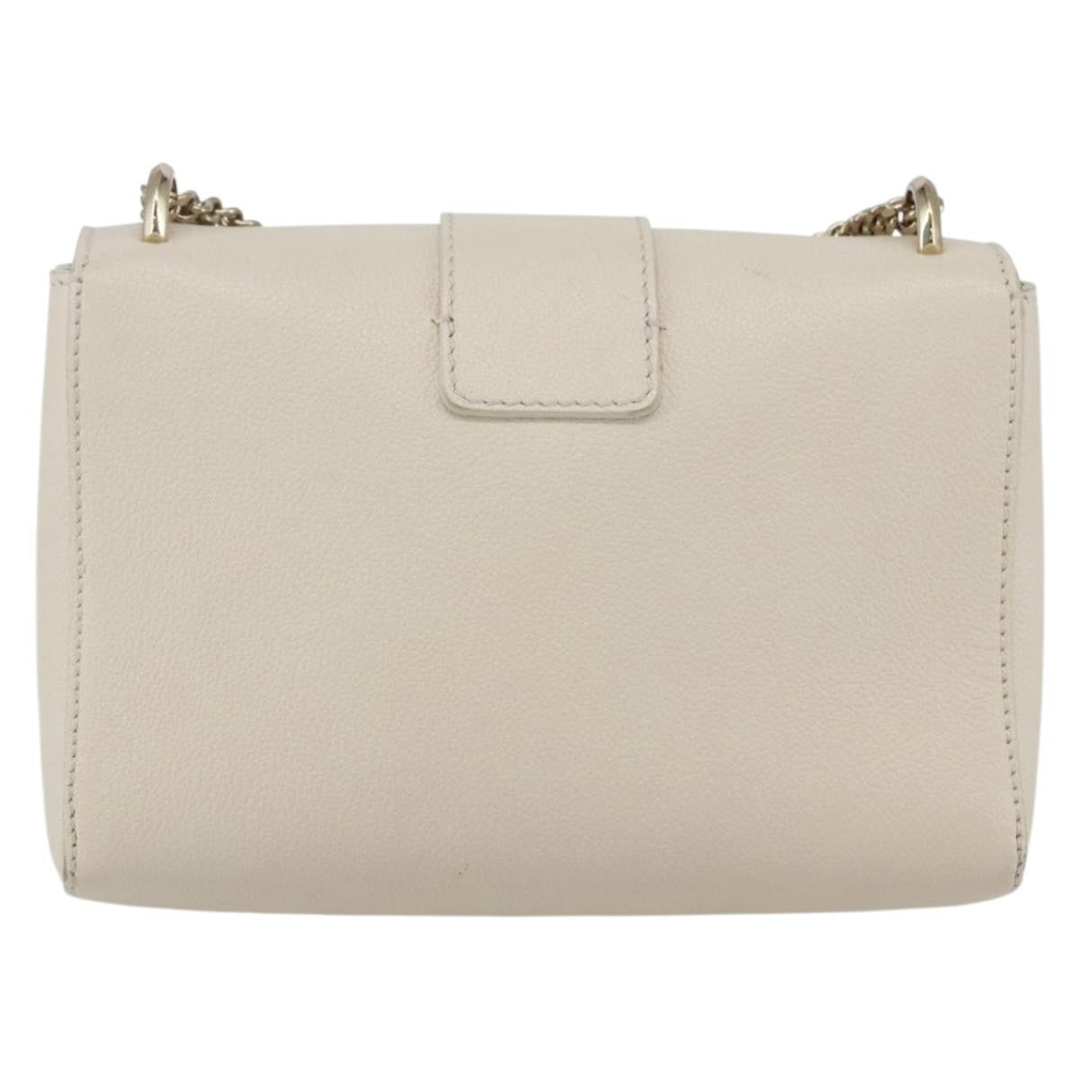 Jimmy Choo Jimmy Choo Chain Shoulder Bag Leather White Gold Authentic bs31956