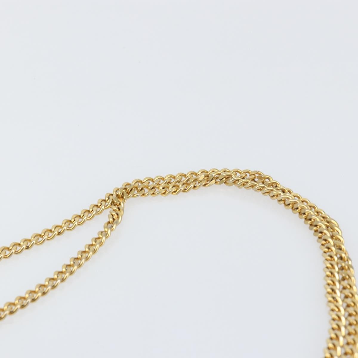 Dior Christian Dior Chain Shoulder Bag Canvas Navy Gold Authentic ti3507
