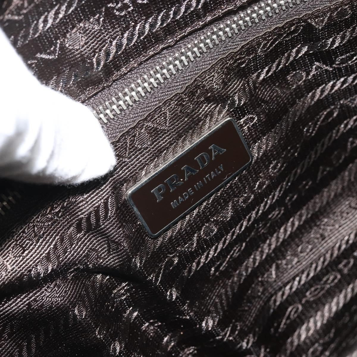 Prada PRADA Hand Bag Leather Silver Light green Authentic 172031