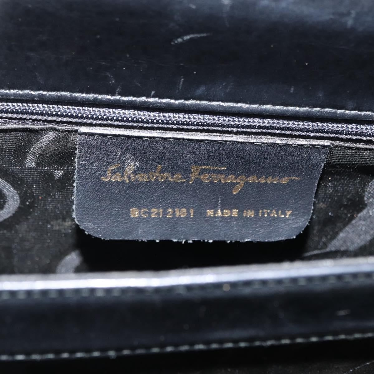 Salvatore Ferragamo Salvatore Ferragamo Gancini Hand Bag Leather 2way Black Gold Authentic ARZ228