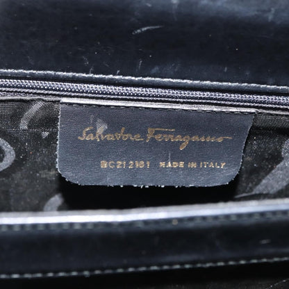 Salvatore Ferragamo Salvatore Ferragamo Gancini Hand Bag Leather 2way Black Gold Authentic ARZ228