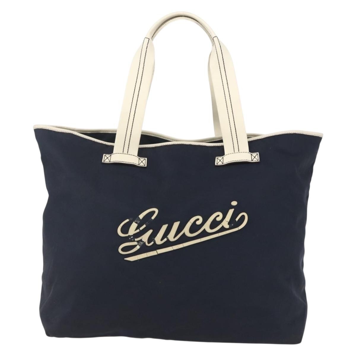 Gucci GUCCI Tote Bag Nylon Navy Silver 169943 Authentic fm4956