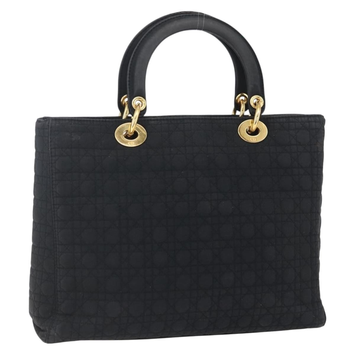 Dior Christian Dior Canage Hand Bag Black Gold Authentic 149311