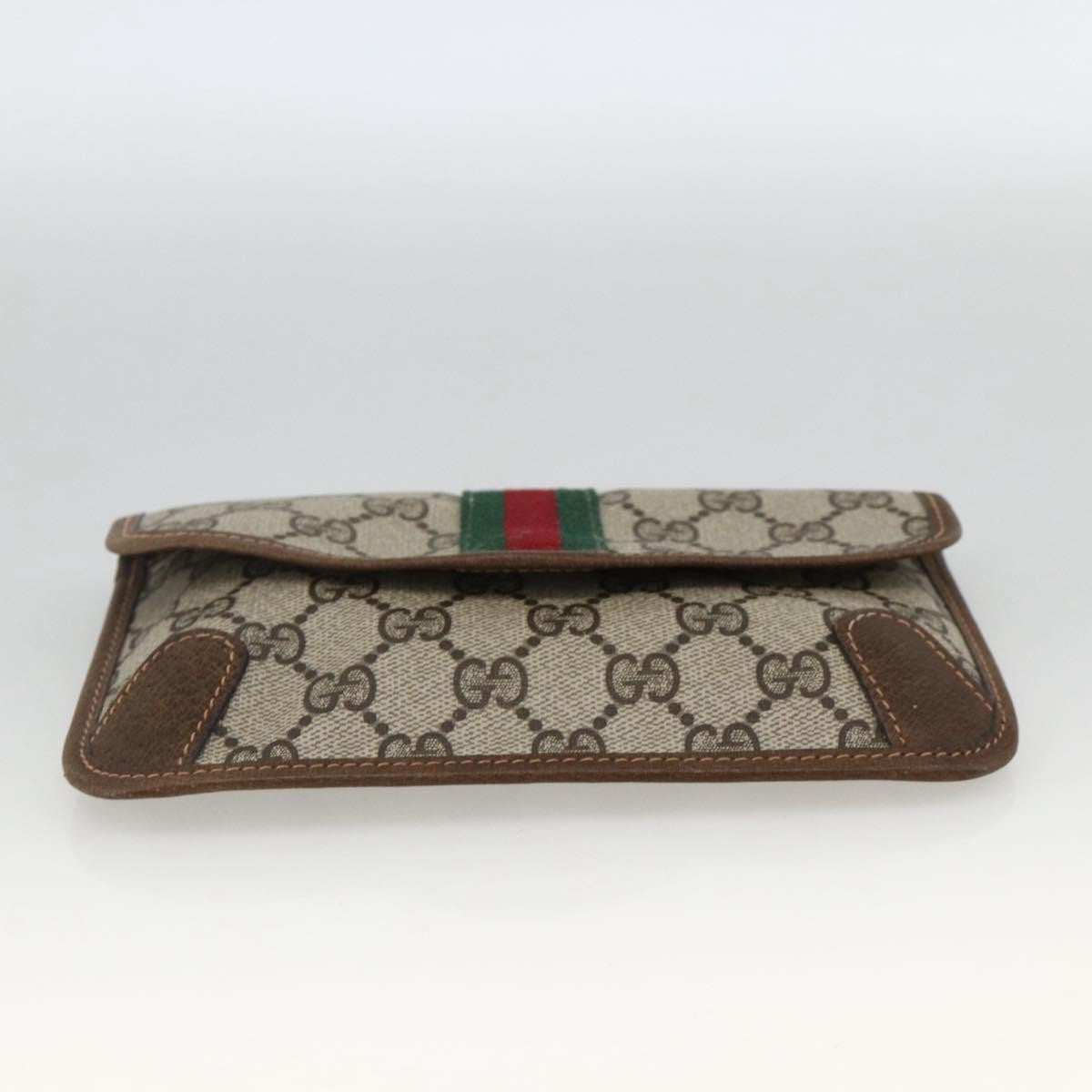 Gucci GUCCI GG Supreme Web Sherry Line Clutch Bag PVC Beige Authentic 174212