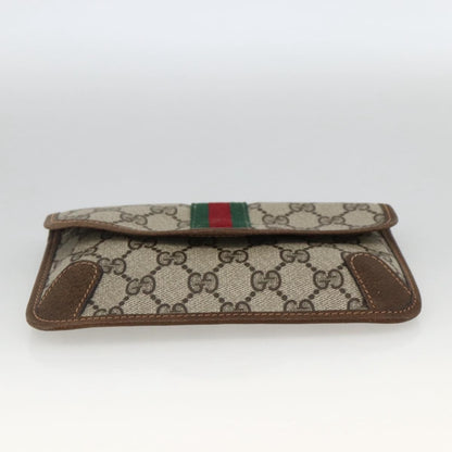 Gucci GUCCI GG Supreme Web Sherry Line Clutch Bag PVC Beige Authentic 174212