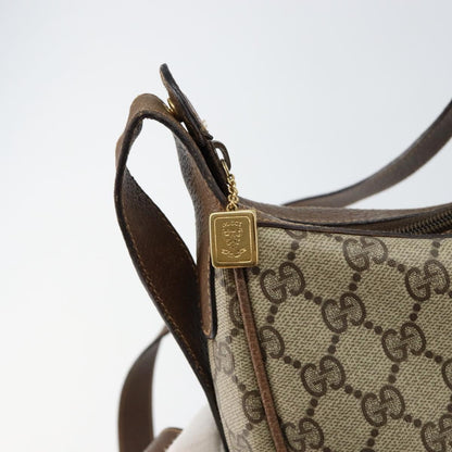 Gucci GUCCI GG Supreme Shoulder Bag PVC Beige Gold Authentic ep12173