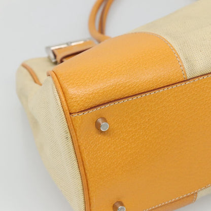 Prada PRADA Hand Bag Canvas Beige Silver Authentic 127392