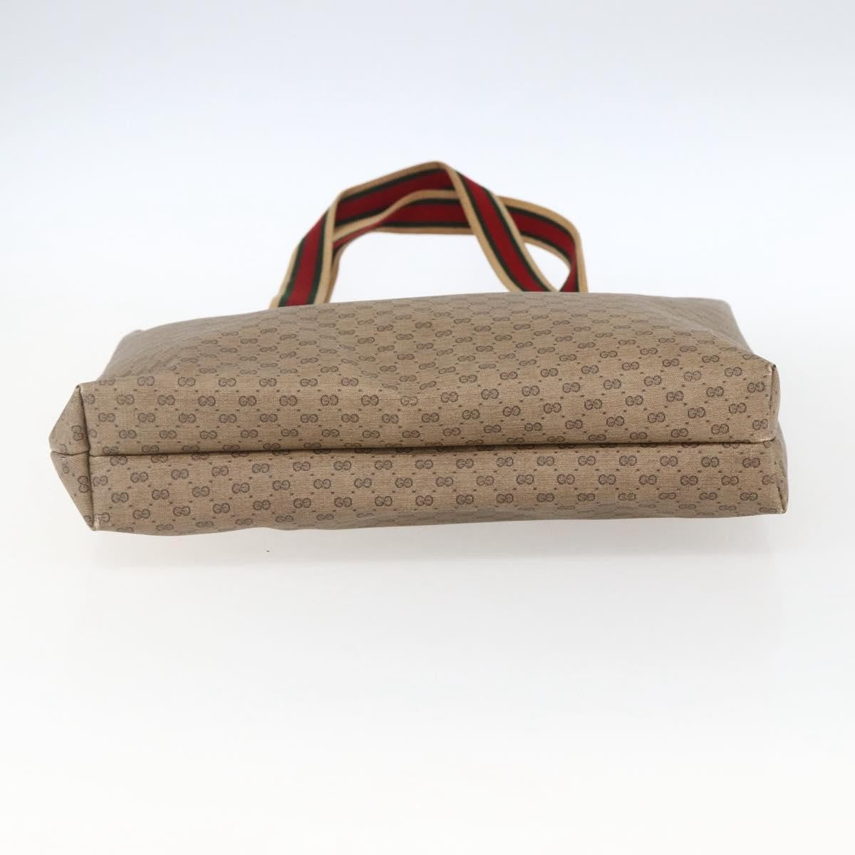 Gucci GUCCI Micro GG Supreme Web Sherry Line Tote Bag PVC Beige Gold Red Authentic ep13035