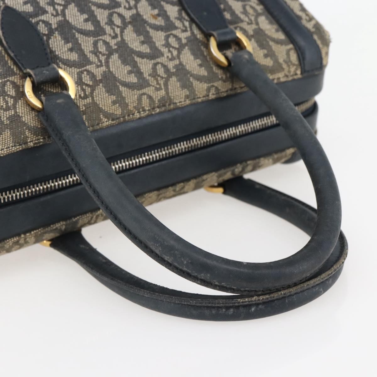 Dior Christian Dior Trotter Canvas Hand Bag Navy Gold Authentic gh760