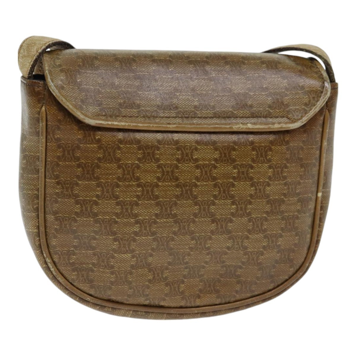 Celine CELINE Macadam Canvas Shoulder Bag PVC Beige Authentic bs18108