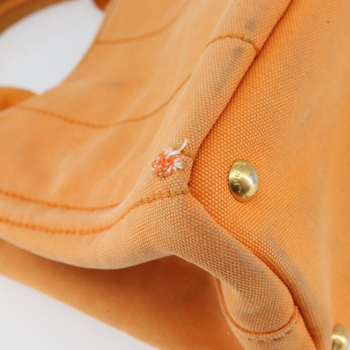 Prada PRADA Canapa PM Hand Bag Canvas Orange Gold Authentic 164219