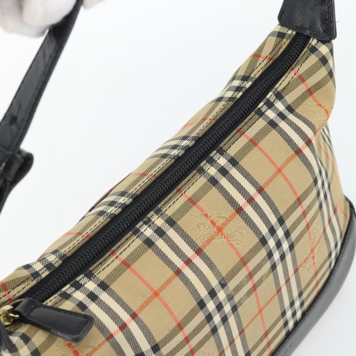 Burberry BURBERRY Nova Check Shoulder Bag Canvas Beige Gold Authentic 182559