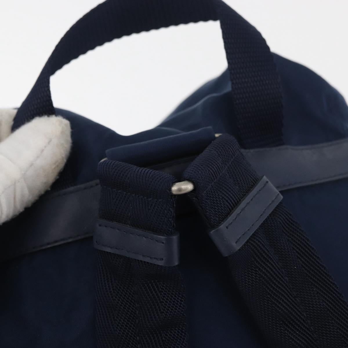 Prada PRADA Backpack Nylon Navy Silver Authentic 161363 Bag