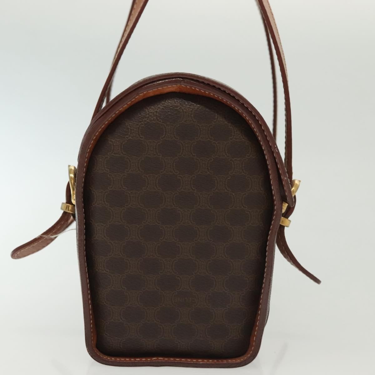 Celine CELINE Macadam Canvas Hand Bag PVC Leather Brown Gold Authentic gh739