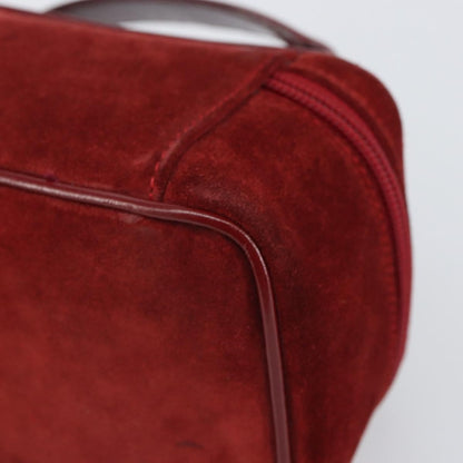Gucci GUCCI Horsebit Vanity Bag Hand Bag Suede Red Gold 032 1705 0141 Authentic yk19984