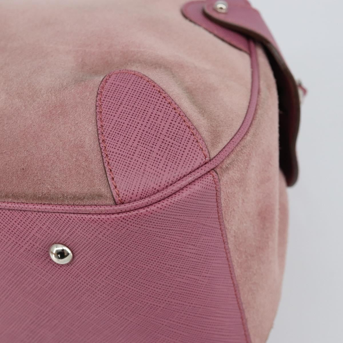 Salvatore Ferragamo Salvatore Ferragamo Gancini Hand Bag Suede Leather Pink Silver Authentic bs30801