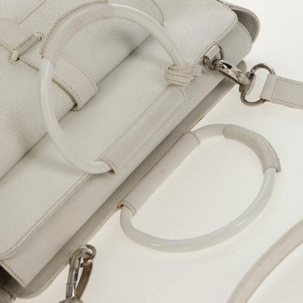 Gucci GUCCI Hand Bag Leather 2way White Silver 000 2058 0307 5 Authentic bs31539