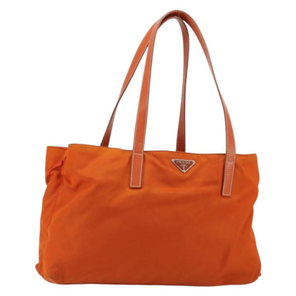 Prada PRADA Tote Bag Nylon Orange Silver Authentic 175378